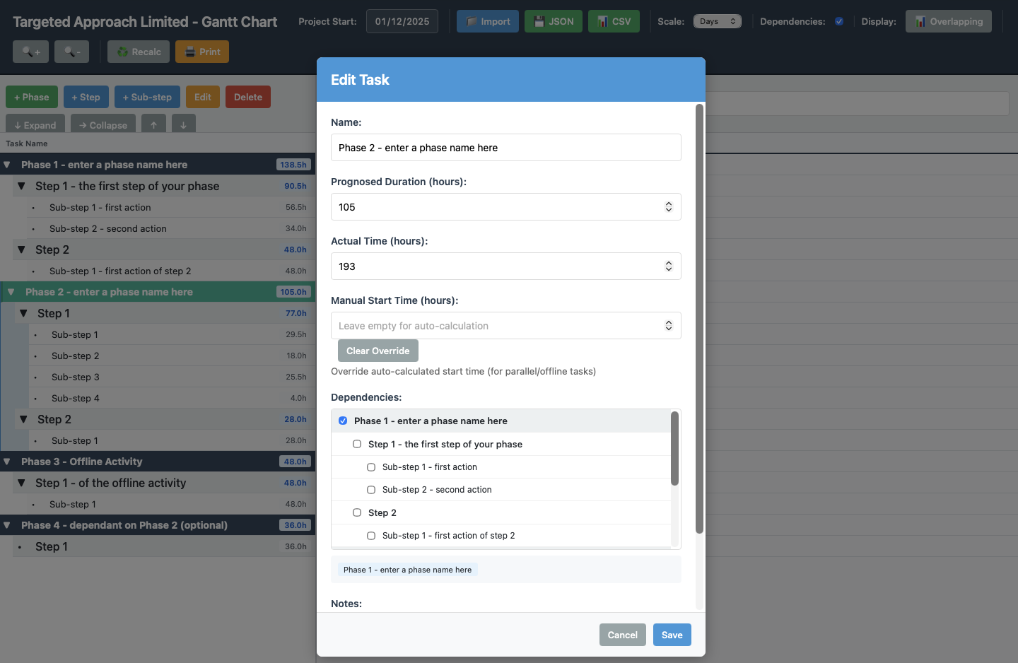Gantt-Chart Editor Screenshot 2
